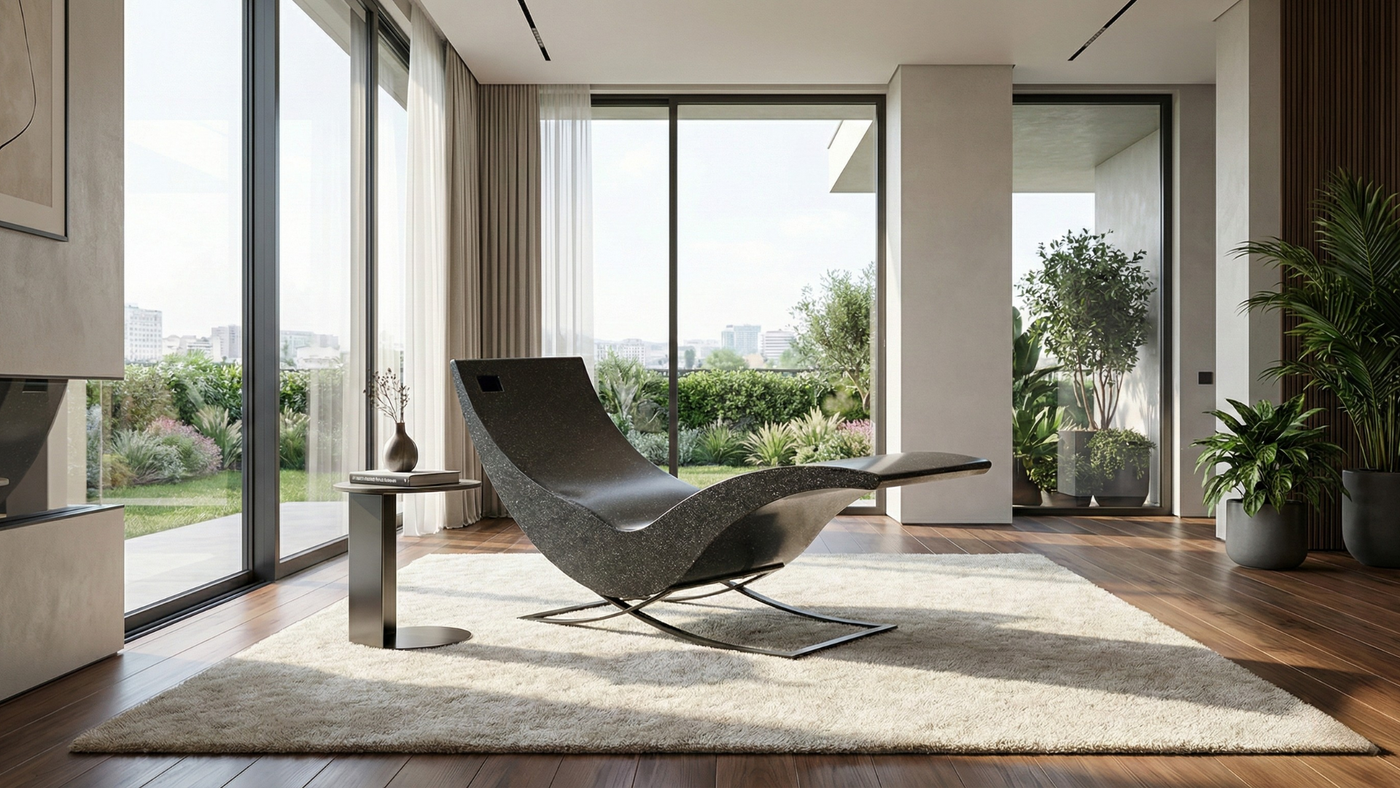 Fotel Concerto z materiału kompozytowego do regeneracji po treningu