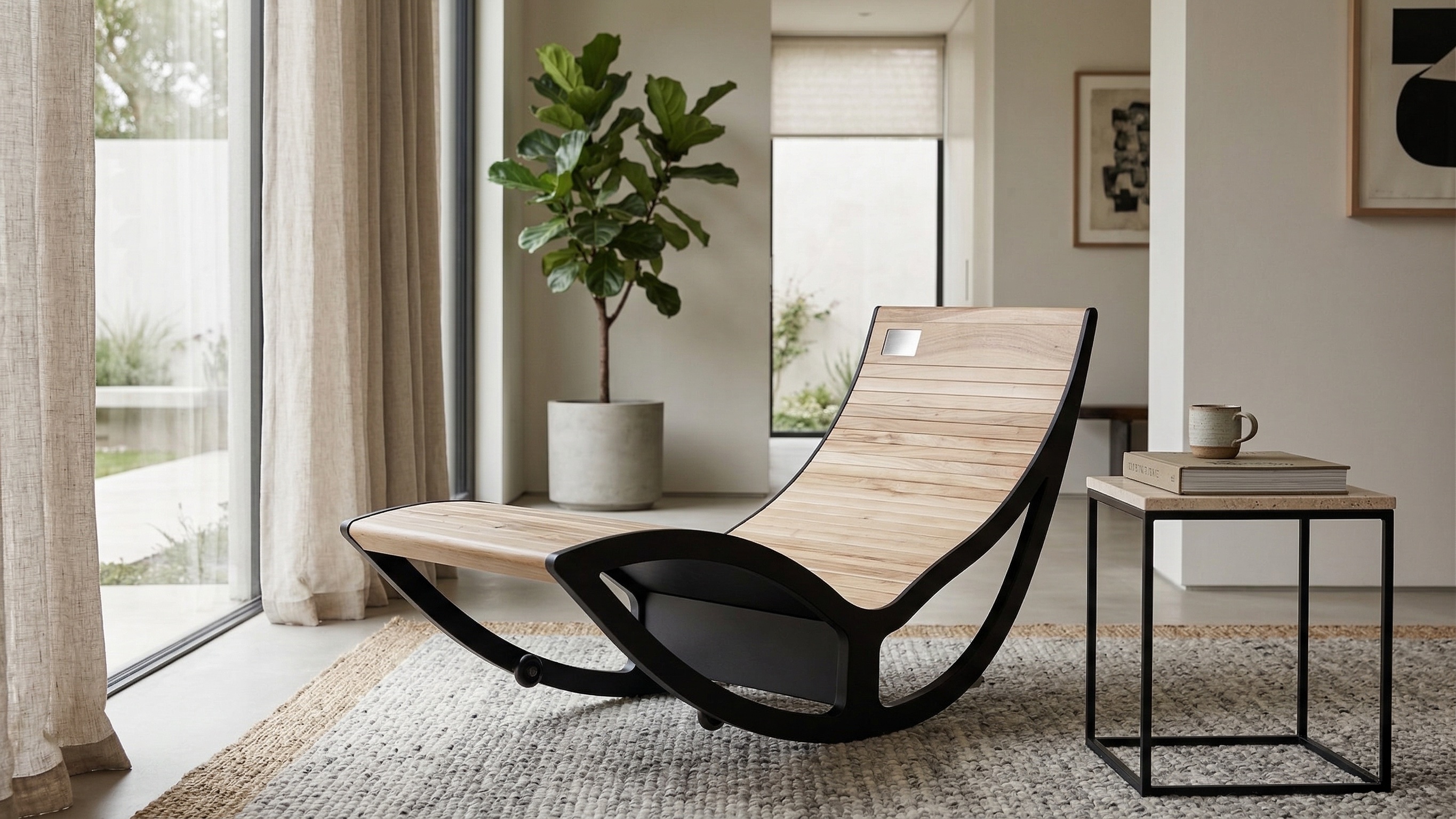 Fotel NIRE Comfort — leżanka infrared w jasnym drewnie, widok z przodu