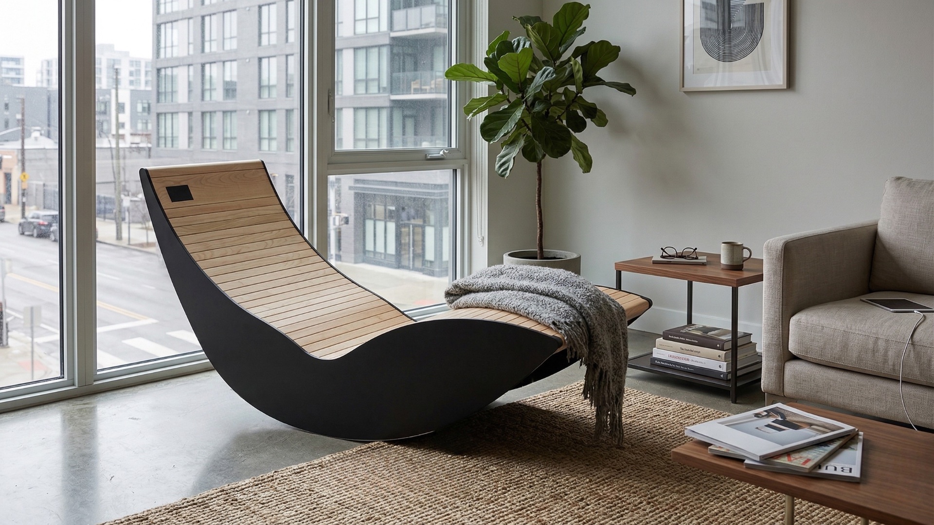 Fotel NIRE Premium — ekskluzywna leżanka infrared, naturalne drewno