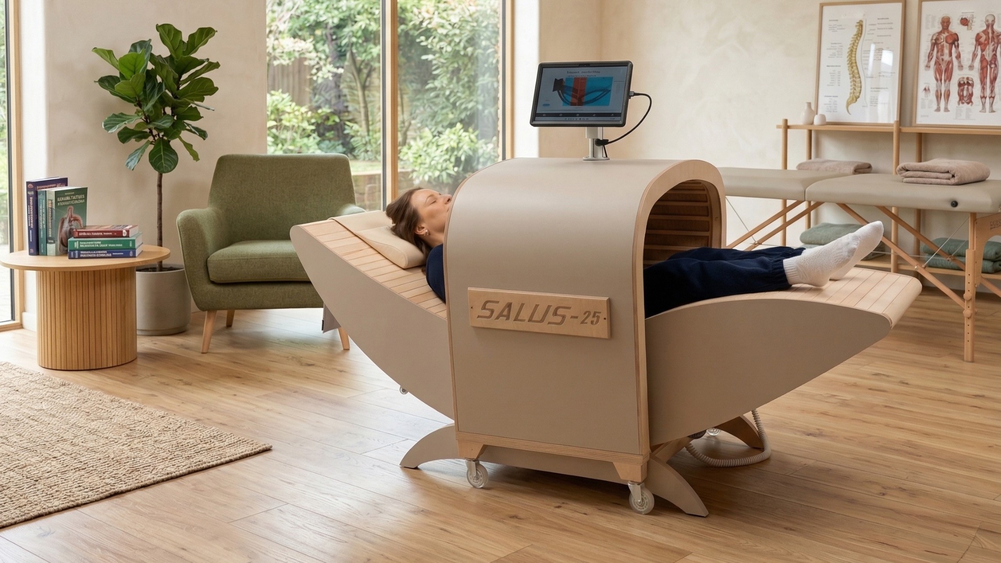 Fotel NIRE Salus-25 — profesjonalna leżanka terapeutyczna z 6 strefami FIR