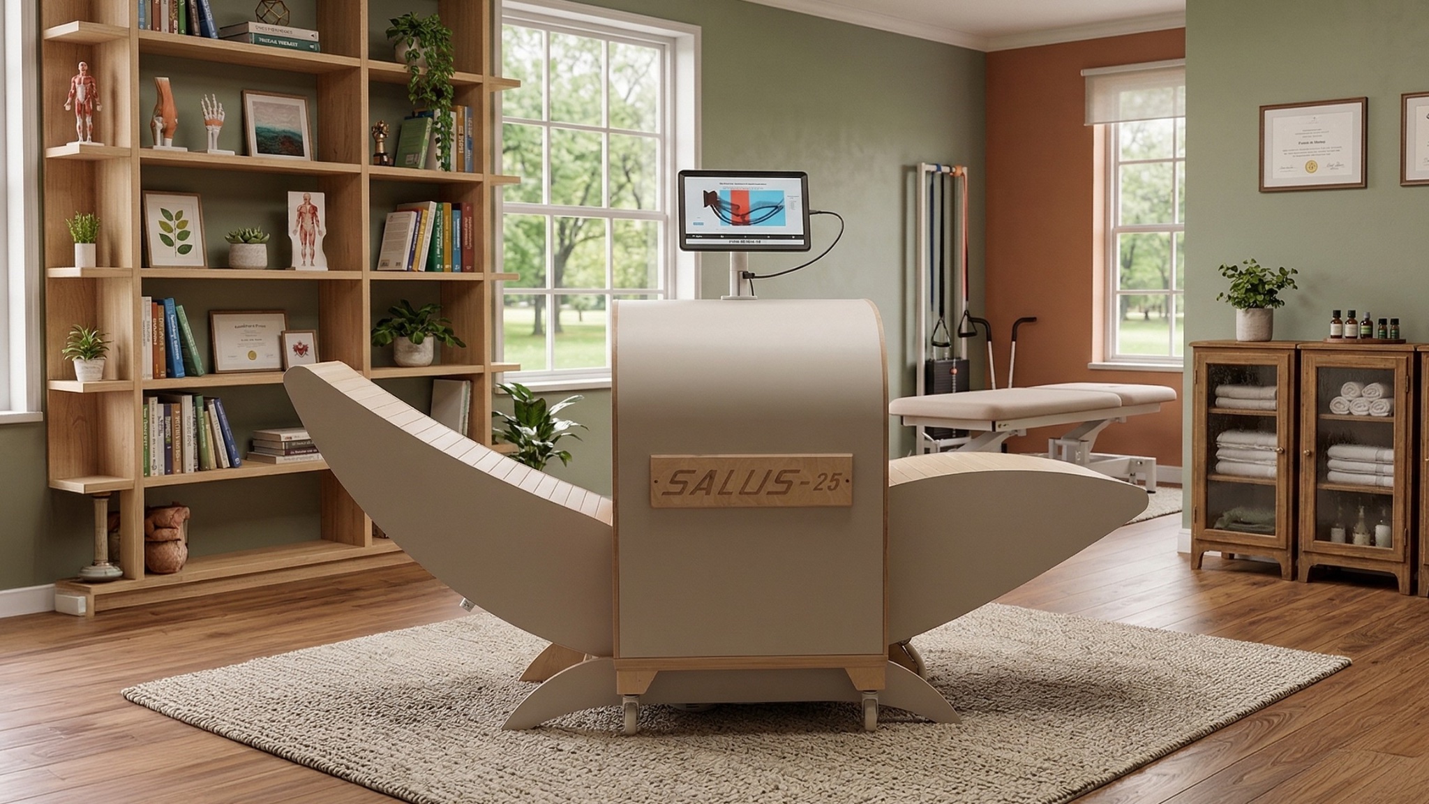 Fotel NIRE Salus-25 — panoramiczny widok leżanki profesjonalnej